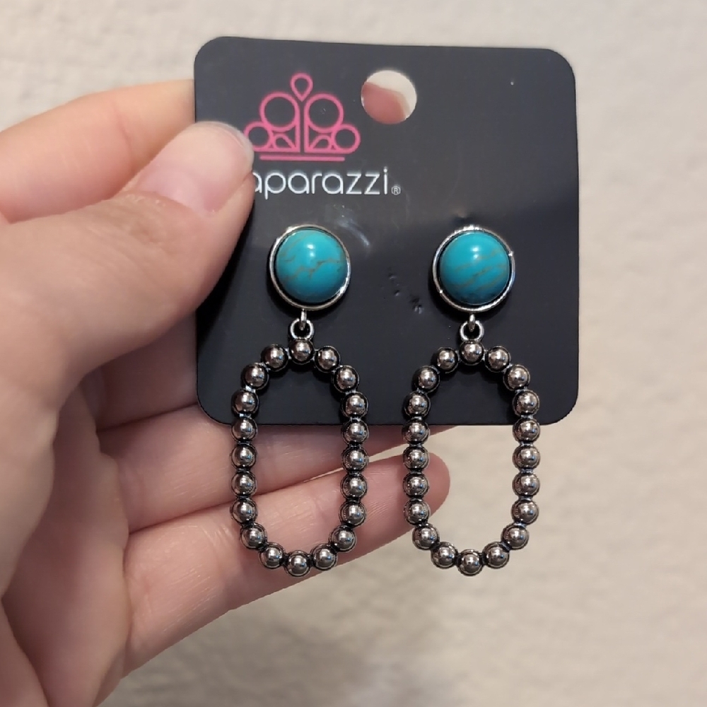 Paparazzi Blue and Silver Beaded Earrings
